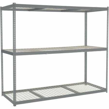 GLOBAL INDUSTRIAL 3 Shelf, Boltless Shelving, Starter, 2700 lb Cap, 96inW x 24inD x 84inH, Wire Deck 785621GY